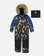 One-Piece Play Snowsuit Black Dinosaur Print | Deux par Deux | Jenni Kidz