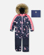 One-Piece Play Snowsuit Navy Unicorn Print | Deux par Deux | Jenni Kidz