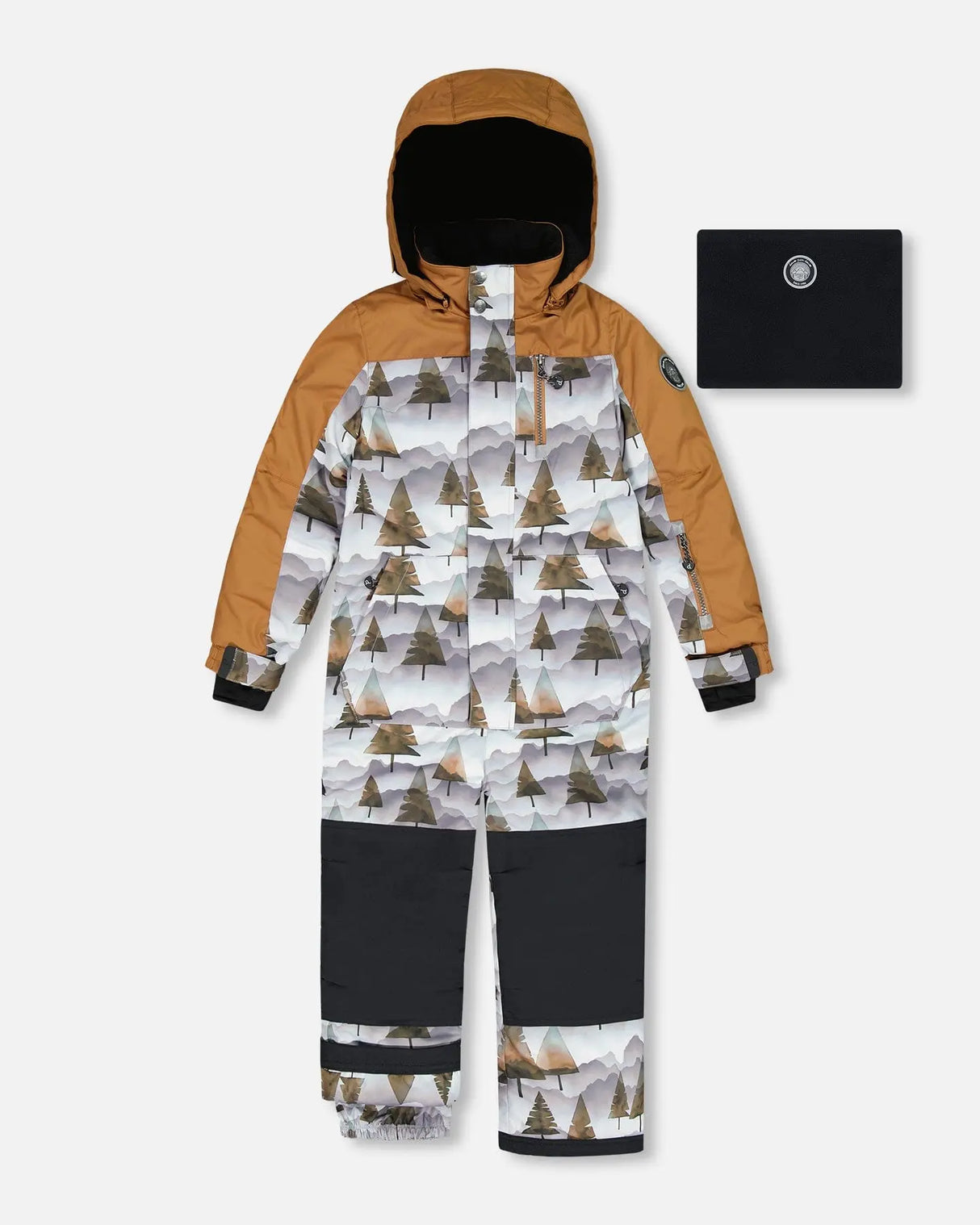 One Piece Snowsuit Grey Landscape Printed Brown Trees | Deux par Deux | Jenni Kidz