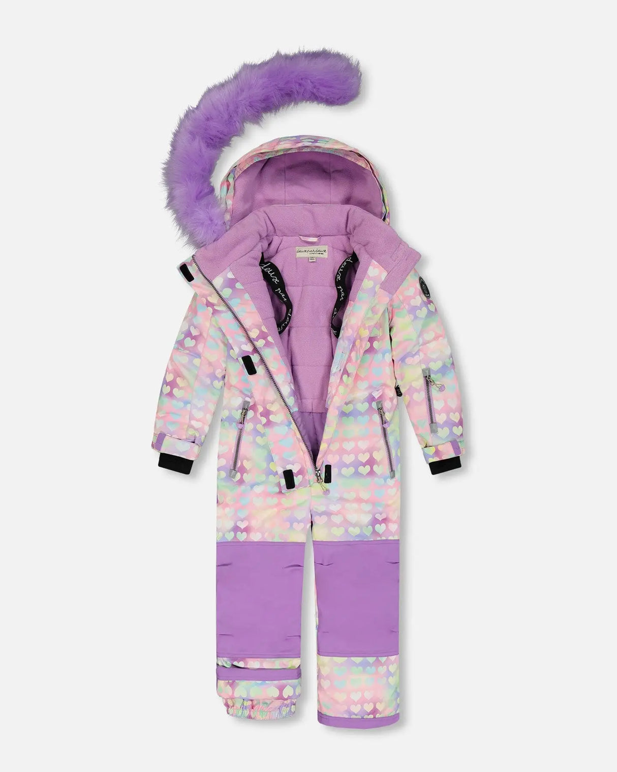 One Piece Snowsuit Lilac Printed Hearts | Deux par Deux | Jenni Kidz