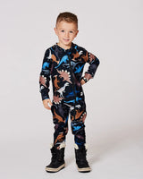 One-Piece Thermal Underwear Black Dinosaur Print | Deux par Deux | Jenni Kidz