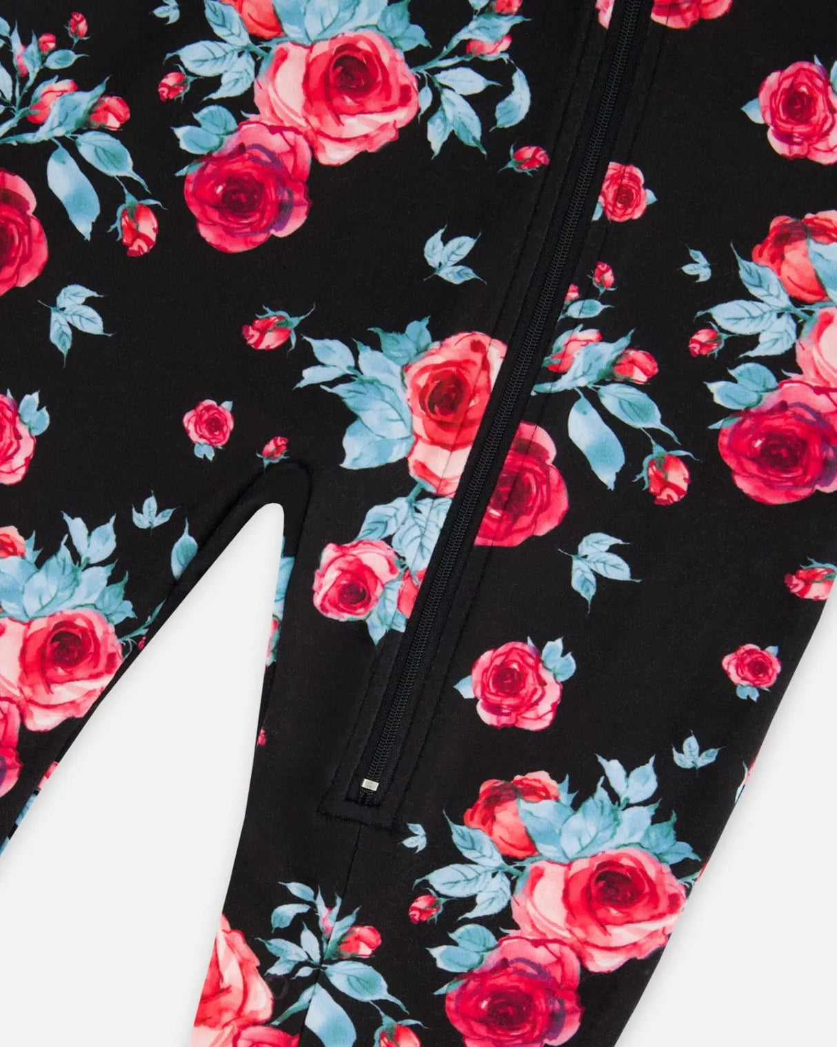 One Piece Thermal Underwear Black Printed Roses | Deux par Deux | Jenni Kidz