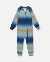 One-Piece Thermal Underwear Blue And Beige Gradient | Deux par Deux | Jenni Kidz