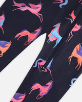 One Piece Thermal Underwear Navy Printed Unicorn | Deux par Deux | Jenni Kidz
