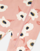 One Piece Thermal Underwear Pink Printed Off White Flowers | Deux par Deux | Jenni Kidz