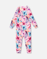 One-Piece Thermal Underwear Pink Watercolor Flower Print | Deux par Deux | Jenni Kidz