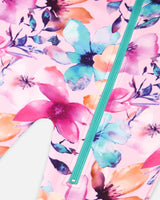 One-Piece Thermal Underwear Pink Watercolor Flower Print | Deux par Deux | Jenni Kidz