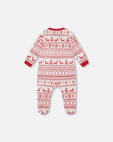 Organic Cotton Baby One-Piece Pajamas Red And White Fairisle | Deux par Deux | Jenni Kidz