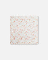 Organic Cotton Blanket Heather Beige With Printed Cat | Deux par Deux | Jenni Kidz