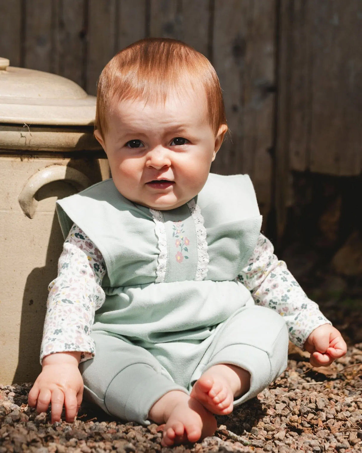 Organic Cotton Bodysuit And Sleeveless Overalls Set Jade Green | Deux par Deux | Jenni Kidz