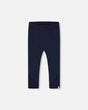 Organic Cotton Capri Leggings With Mesh Navy Blue | Deux par Deux | Jenni Kidz