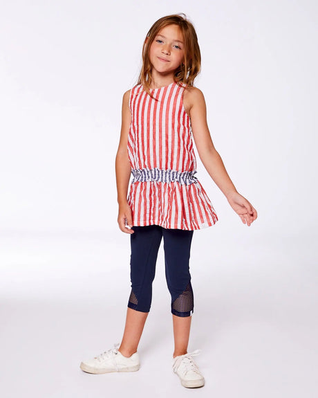 Organic Cotton Capri Leggings With Mesh Navy Blue | Deux par Deux | Jenni Kidz