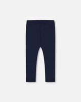 Organic Cotton Capri Leggings With Mesh Navy Blue | Deux par Deux | Jenni Kidz