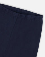 Organic Cotton Capri Leggings With Mesh Navy Blue | Deux par Deux | Jenni Kidz