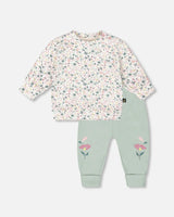 Organic Cotton Evolutive Pant And Long Sleeve Top Set Jade Green | Deux par Deux | Jenni Kidz
