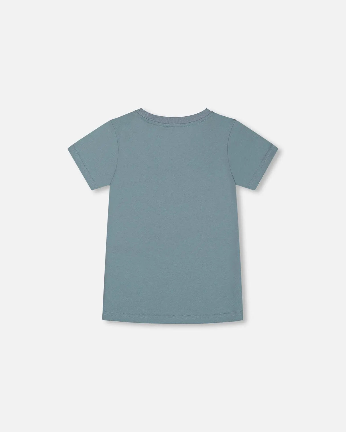 Organic Cotton Graphic Tee Grayish Teal And Robot | Deux par Deux | Jenni Kidz