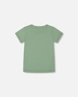 Organic Cotton Graphic Tee Sage And Multi | Deux par Deux | Jenni Kidz