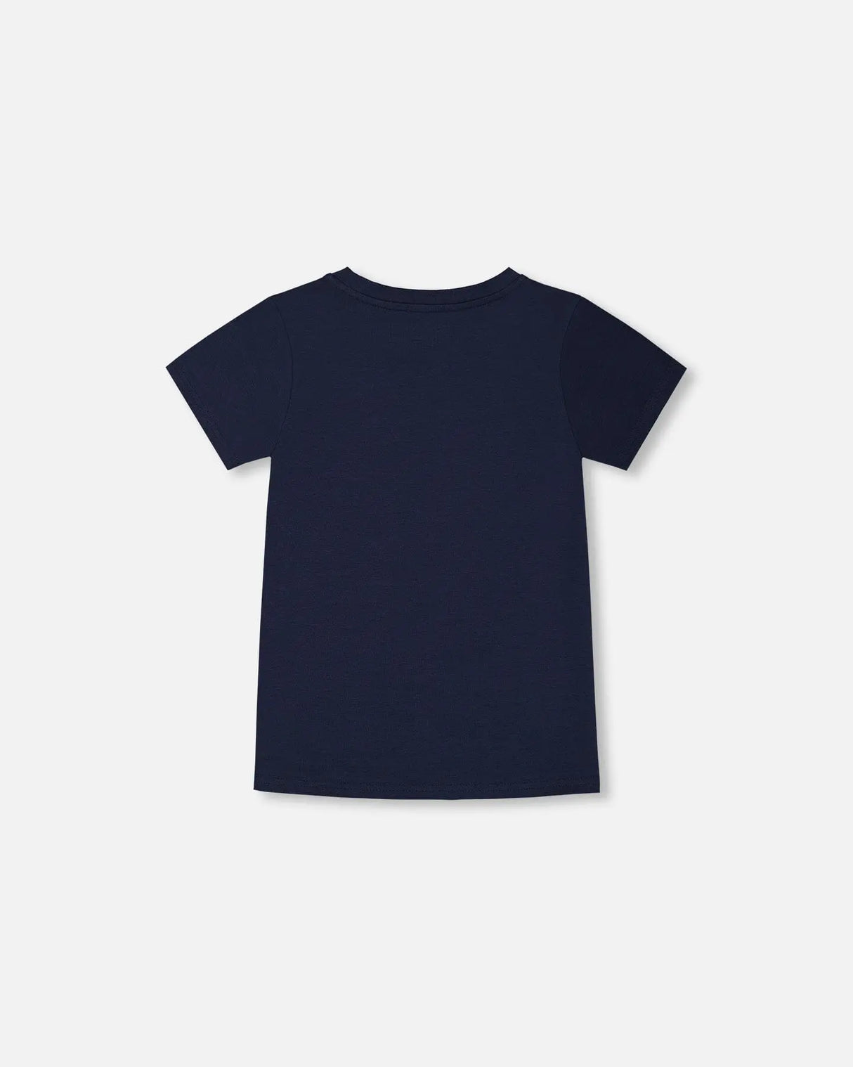 Organic Cotton Graphic Tee Smiling Navy Blue | Deux par Deux | Jenni Kidz