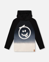 Organic Cotton Jersey Hooded Raglan Sleeve Tee Black | Deux par Deux | Jenni Kidz