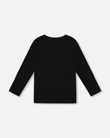 Organic Cotton Jersey Pocket T-Shirt Black | Deux par Deux | Jenni Kidz