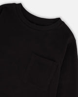 Organic Cotton Jersey Pocket T-Shirt Black | Deux par Deux | Jenni Kidz