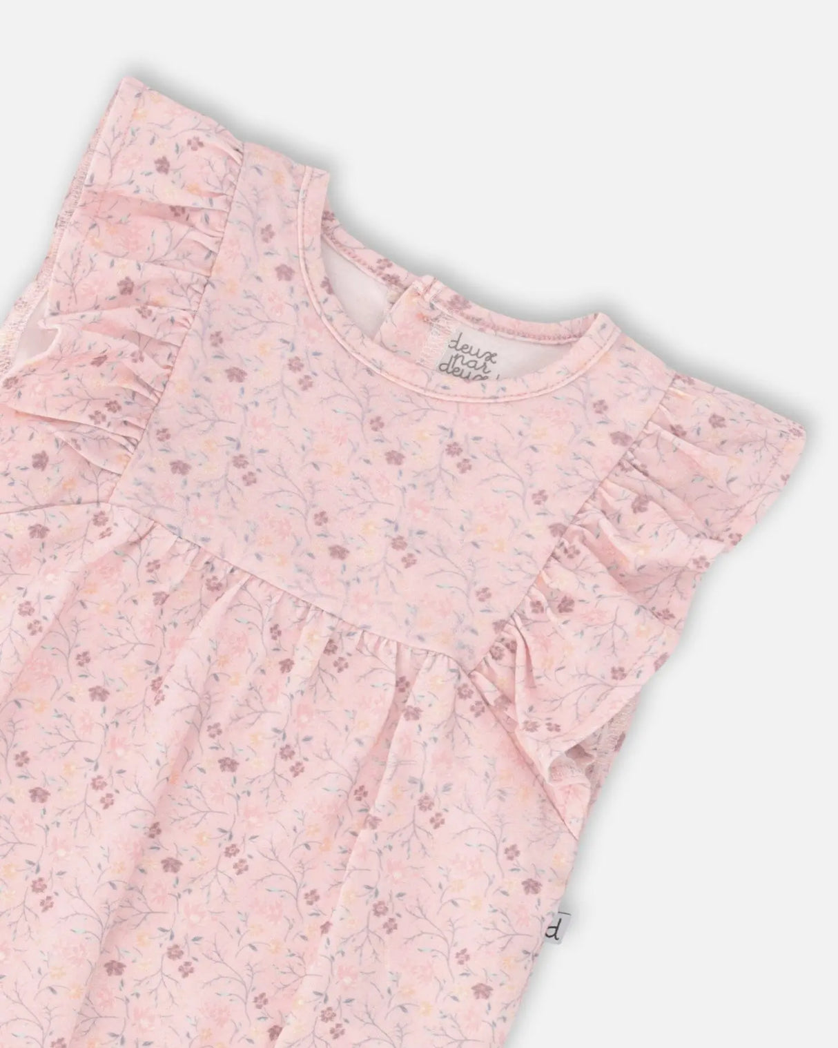 Organic Cotton Jumpsuit Printed Pink Small Flower | Deux par Deux | Jenni Kidz