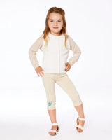 Organic Cotton Legging Beige With Blue Flowers | Deux par Deux | Jenni Kidz