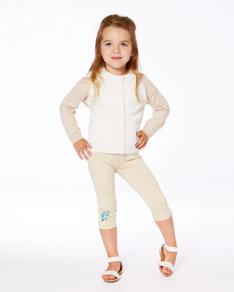 Organic Cotton Legging Beige With Blue Flowers | Deux par Deux | Jenni Kidz