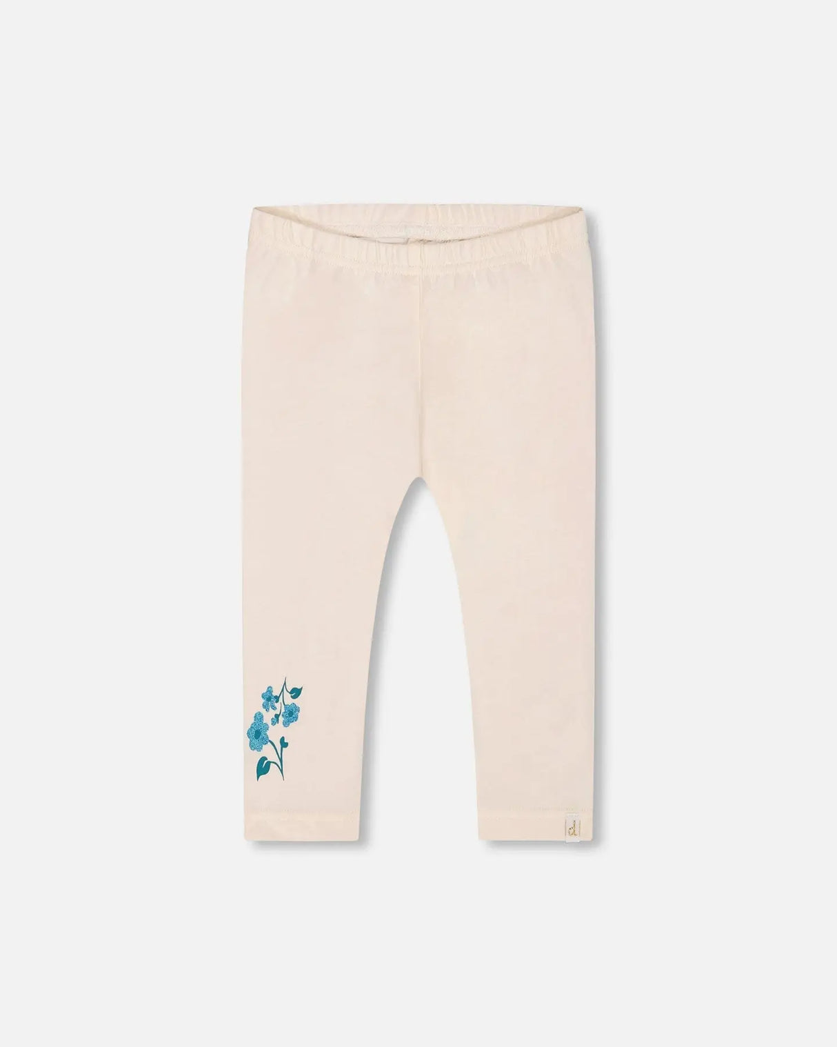 Organic Cotton Legging Cream With Blue Flowers | Deux par Deux | Jenni Kidz