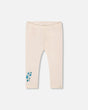 Organic Cotton Legging Cream With Blue Flowers | Deux par Deux | Jenni Kidz