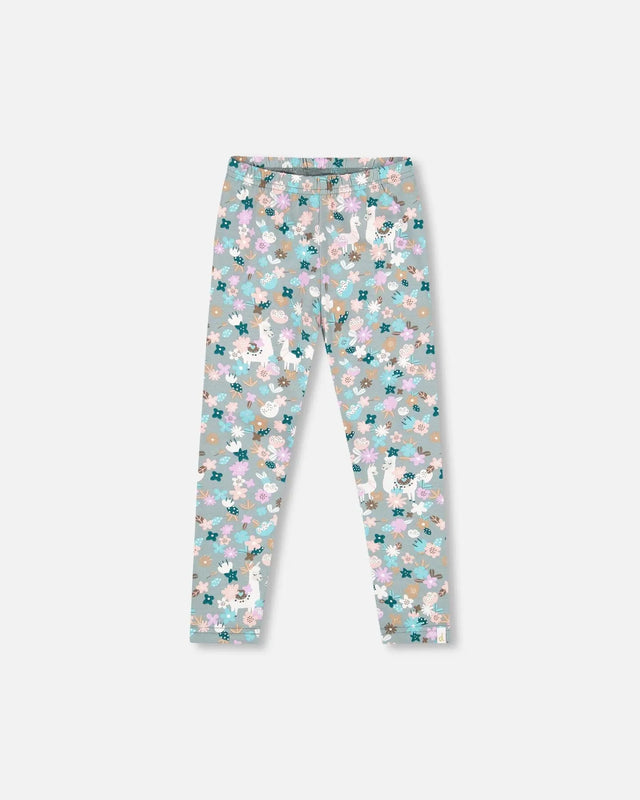 Organic Cotton Leggings Blue Llama Print | Deux par Deux | Jenni Kidz