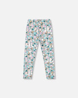 Organic Cotton Leggings Blue Llama Print | Deux par Deux | Jenni Kidz
