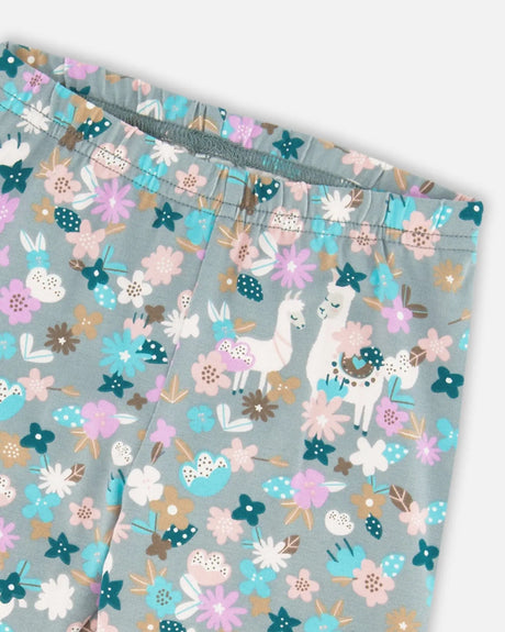 Organic Cotton Leggings Blue Llama Print | Deux par Deux | Jenni Kidz