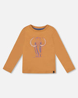 Organic Cotton Long Sleeve T-Shirt Cashew Brown | Deux par Deux | Jenni Kidz