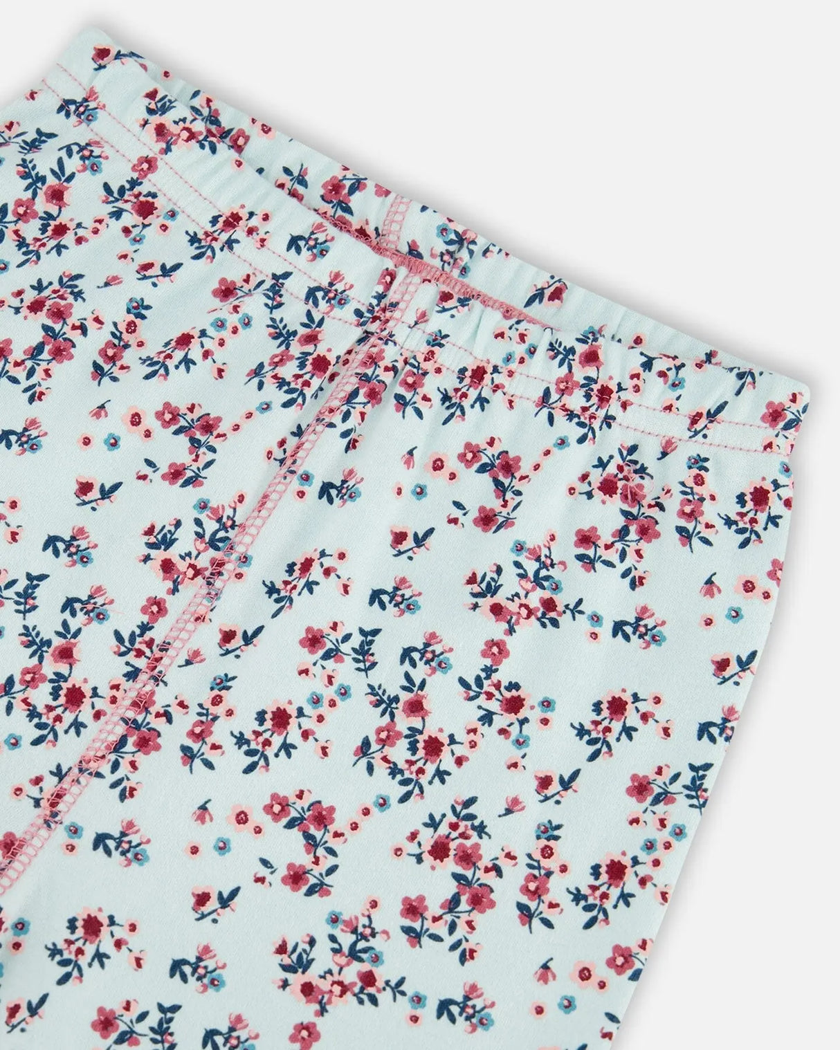 Organic Cotton Long Sleeve Two Piece Printed Floral Pajama Set Light Blue | Deux par Deux | Jenni Kidz