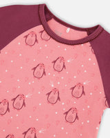 Organic Cotton Long Sleeve Two Piece Printed Penguins Pajama Set Pink | Deux par Deux | Jenni Kidz