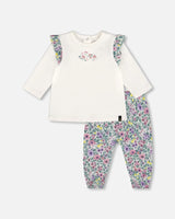 Organic Cotton Off-White Top And Muslin Pants Set | Deux par Deux | Jenni Kidz