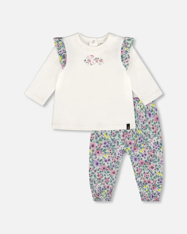 Organic Cotton Off-White Top And Muslin Pants Set | Deux par Deux | Jenni Kidz