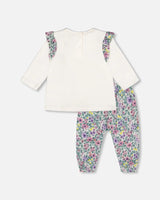 Organic Cotton Off-White Top And Muslin Pants Set | Deux par Deux | Jenni Kidz