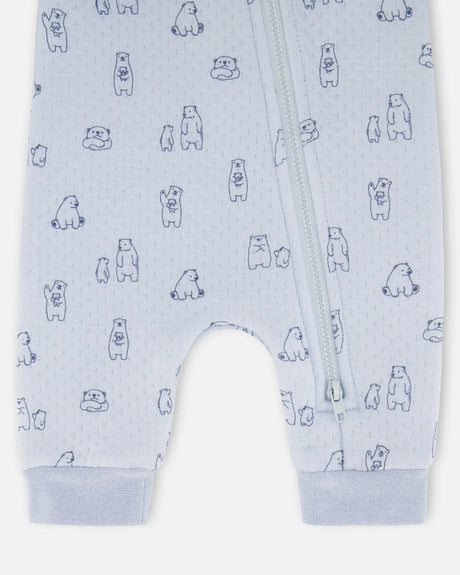 Organic Cotton One-Piece And Baby Romper Blue Bear Print | Deux par Deux | Jenni Kidz