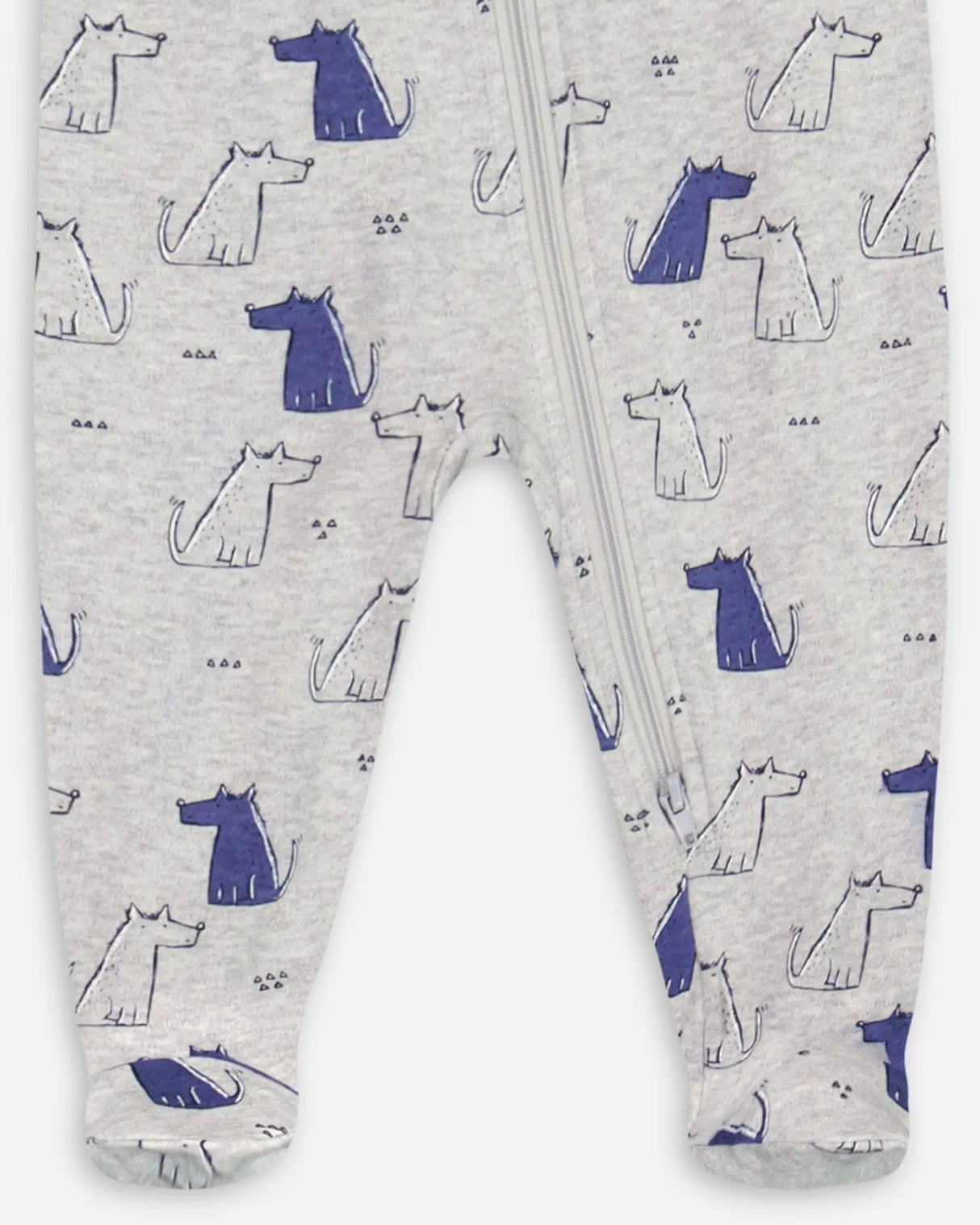 Organic Cotton One Piece Pajama Grey Mix Printed Dogs | Deux par Deux | Jenni Kidz