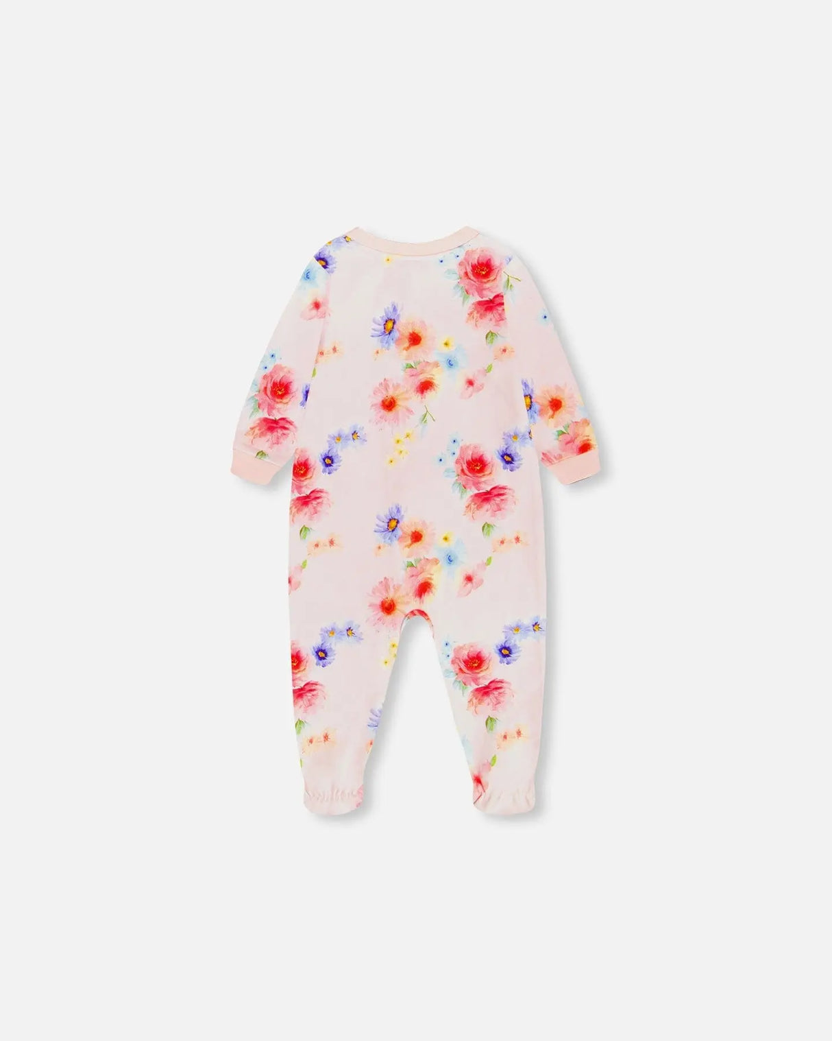 Organic Cotton One Piece Pajama Light Pink Printed Flowers | Deux par Deux | Jenni Kidz