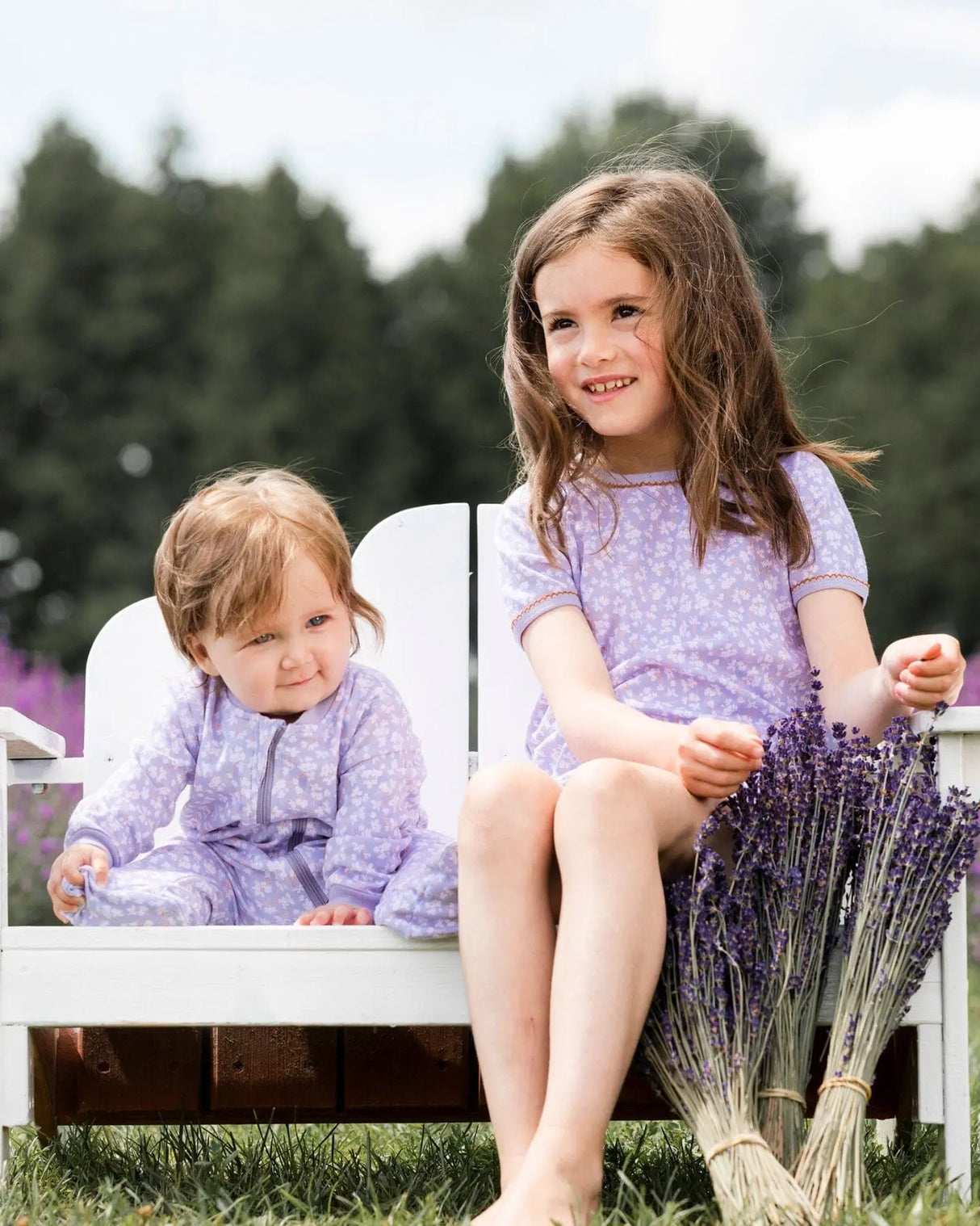 Organic Cotton One Piece Pajama Lilac Printed Little Flowers | Deux par Deux | Jenni Kidz