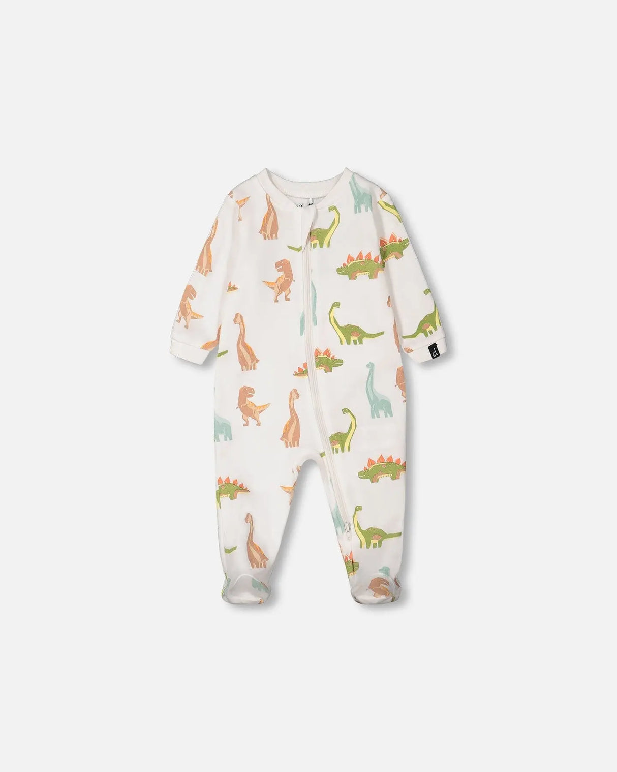 Organic Cotton One Piece Pajama Off White Dinosaurs Print | Deux par Deux | Jenni Kidz