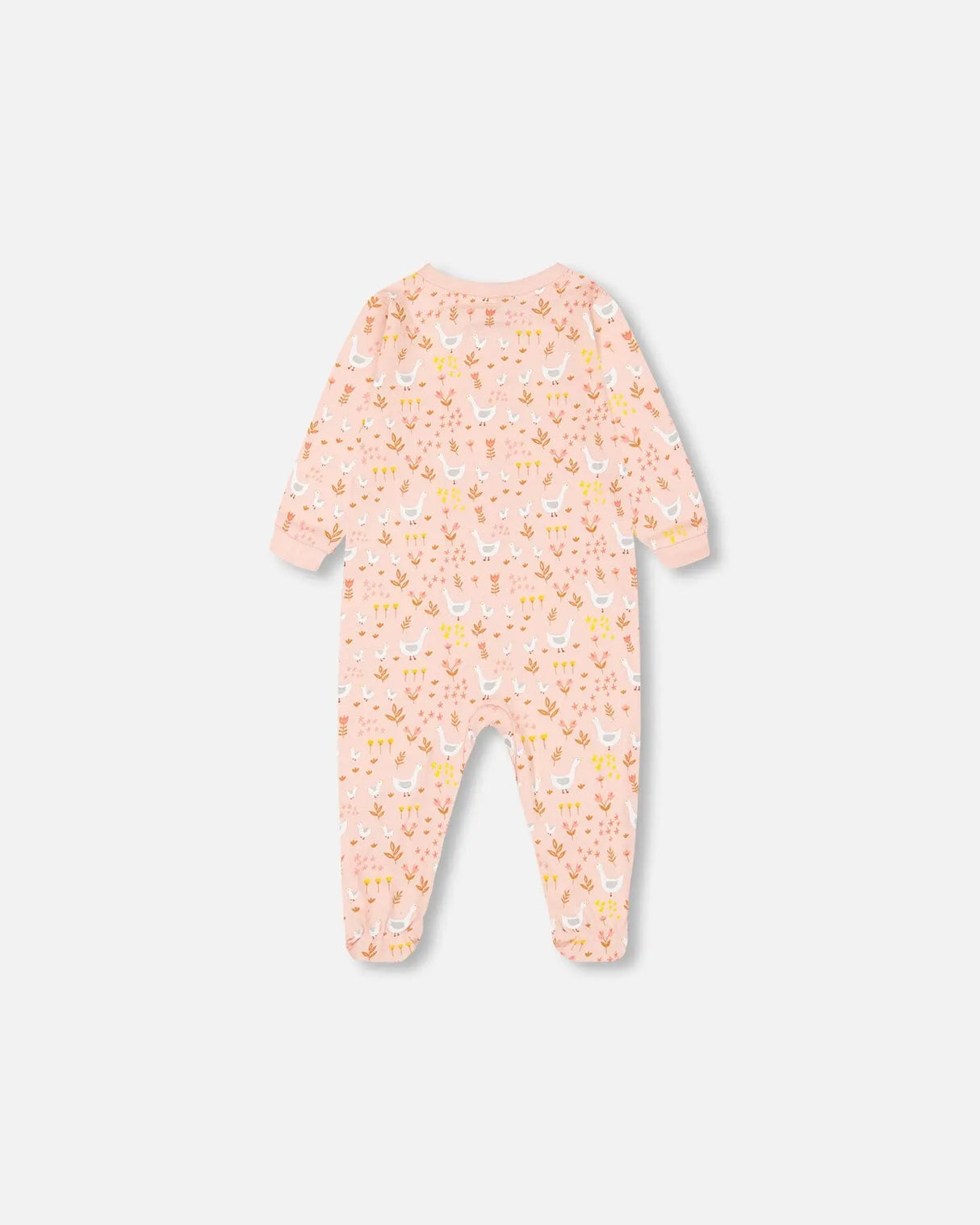 Organic Cotton One Piece Pajama Pink Printed Goose | Deux par Deux | Jenni Kidz