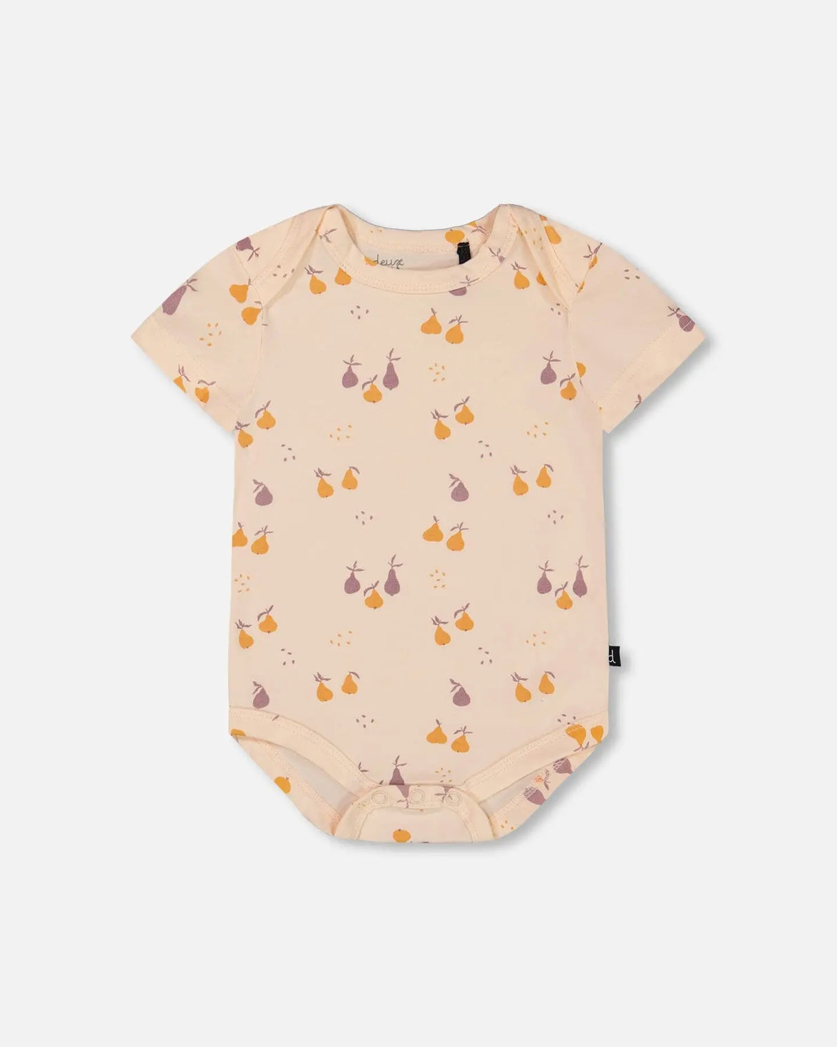 Organic Cotton Onesie Peach Printed Pears | Deux par Deux | Jenni Kidz