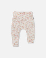 Organic Cotton Pointelle Evolutive Pant Printed Pink And White Flowers | Deux par Deux | Jenni Kidz