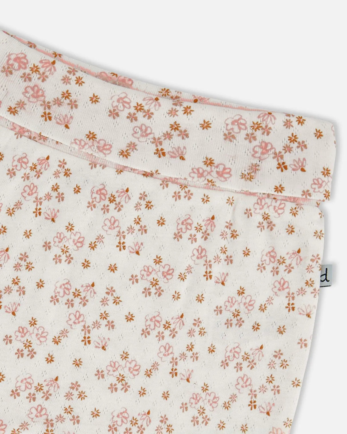 Organic Cotton Pointelle Evolutive Pant Printed Pink And White Flowers | Deux par Deux | Jenni Kidz