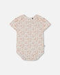 Organic Cotton Pointelle Onesie Printed White And Pink Flowers | Deux par Deux | Jenni Kidz