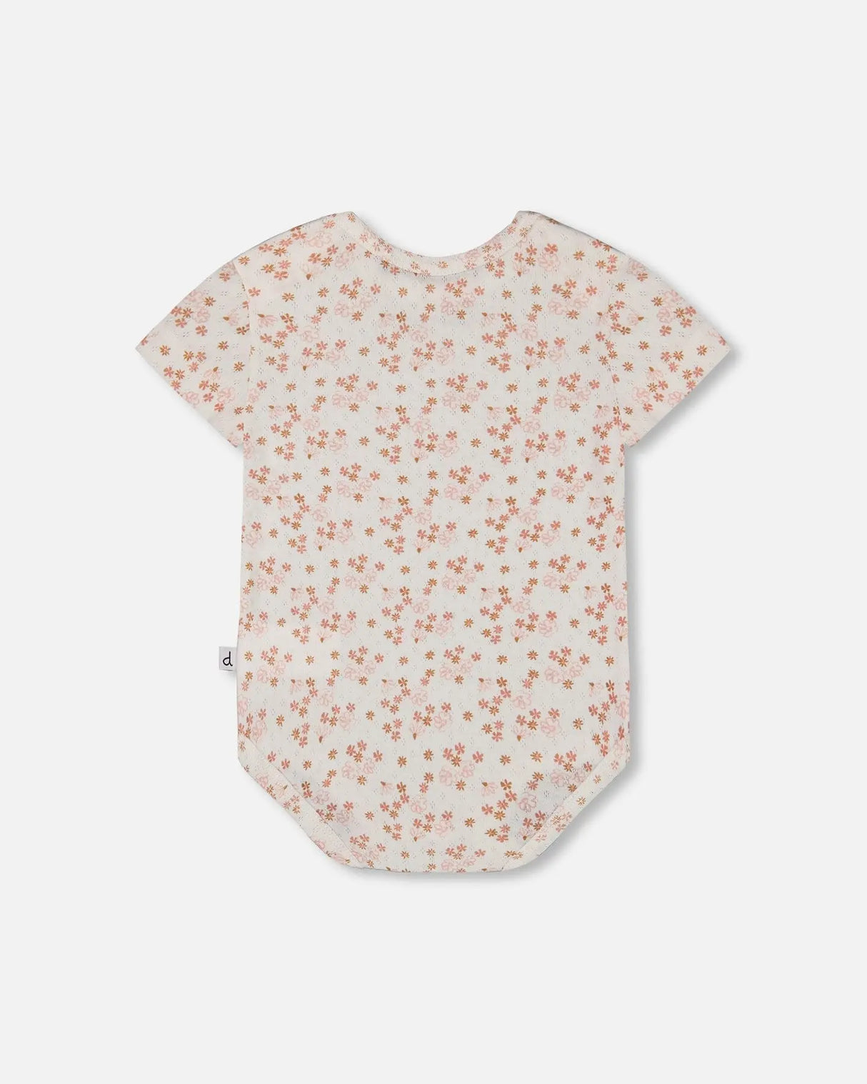 Organic Cotton Pointelle Onesie Printed White And Pink Flowers | Deux par Deux | Jenni Kidz